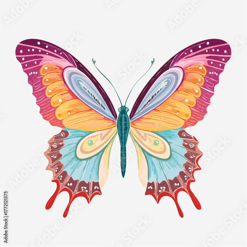 Yellow swallowtail butterfly vector illustration showcasing its beautiful wings in summer nature