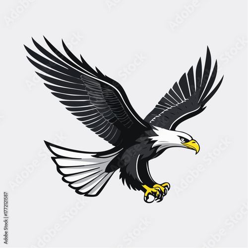 “Eagle flying vector in monochrome black and white, dynamic minimalist style”