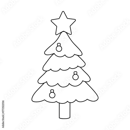 Christmas tree coloring pages for kids Christmas worksheet printable vector