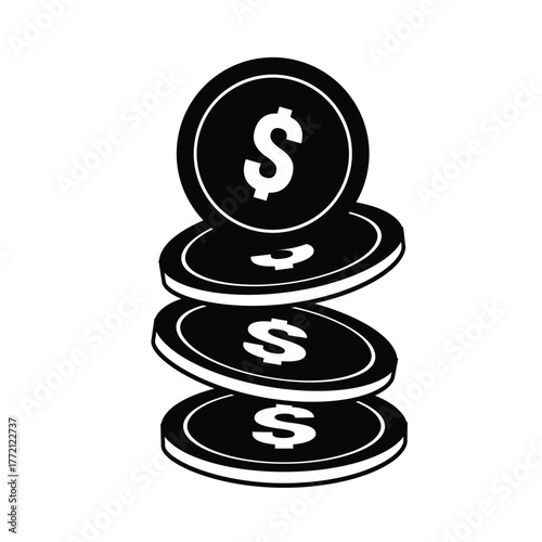dollar coin icon, dollar coin stack, dollar piggy bank, small change