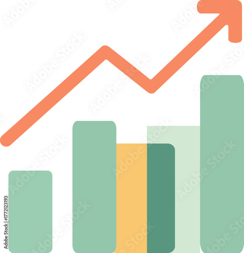 Bar Graph with Arrow Vector Illustration