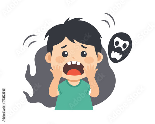 vector character boy expression fear
