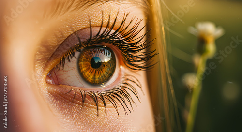 close up of a female eye