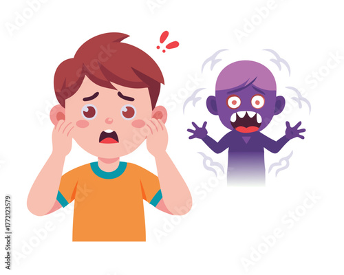 vector character boy expression fear

