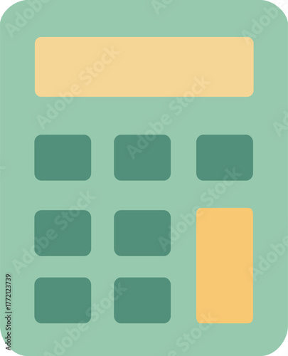 Illustration of Calculator with Green and Yellow Keys