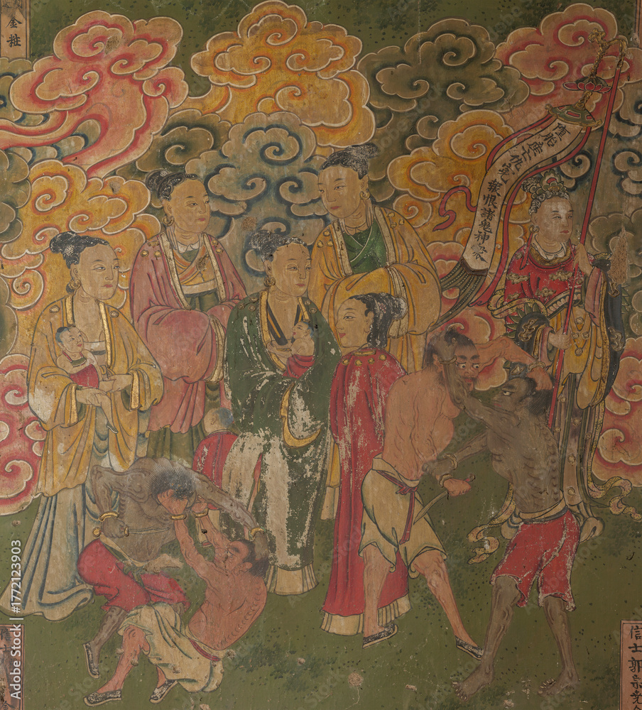 Naklejka premium Yuan Dynasty murals of Yong'an Temple in Datong, Shanxi, China