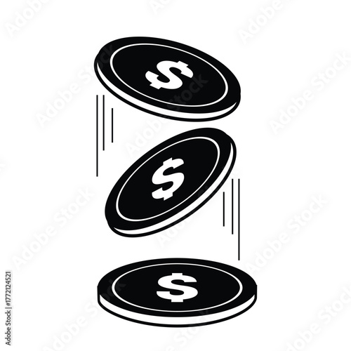 dollar coin icon, dollar coin stack, dollar piggy bank, small change