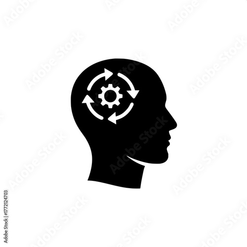 Brain Gears Icon Illustrating the Process of Thought and Strategic Thinking