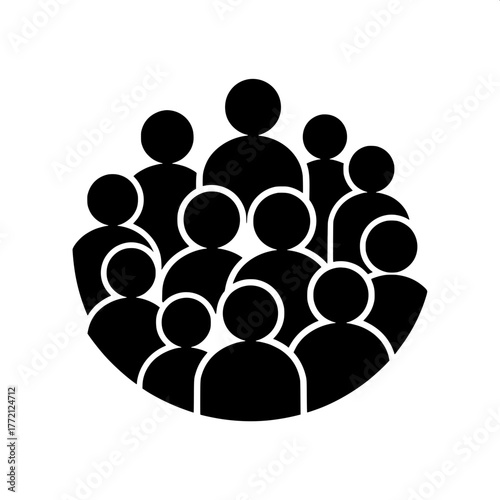 A Silhouette Icon Depicting a Diverse Group of People Gathered Together in a Crowd