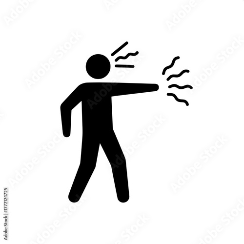 Abstract depiction of a person displaying anger or frustration through gestures and expressions