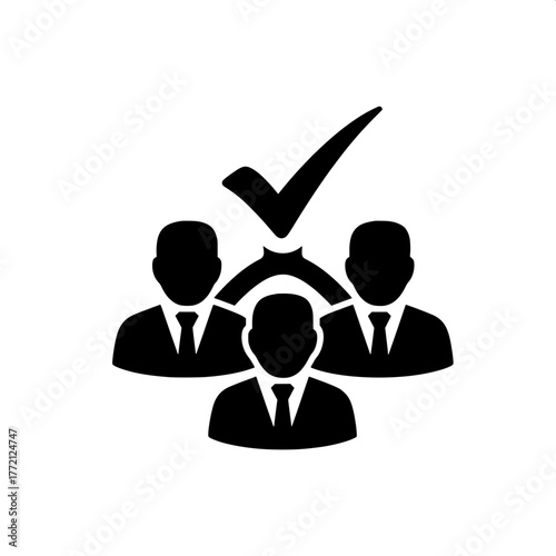 Teamwork and Selection Illustrative Icon of Business Professionals with a Check Mark