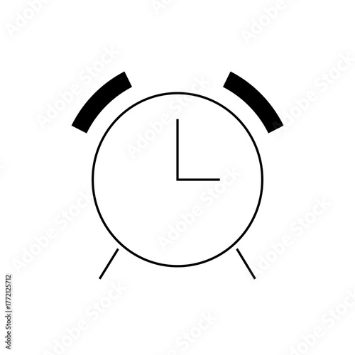 Illustration of a simple alarm clock with ringing bells and short hands indicating the time clearly shown