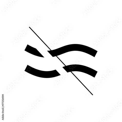 Not equal symbol with a slash through it representing inequality and mathematical negation in black and white