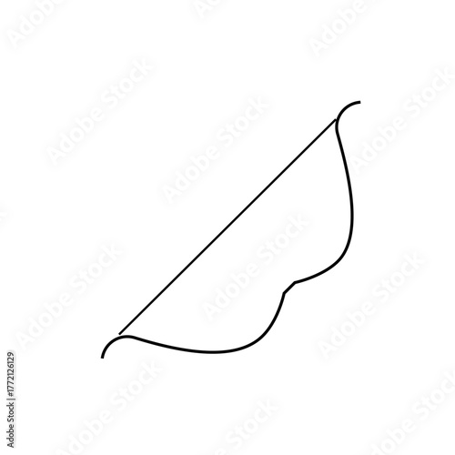 Illustration of a simple bow and arrow design with a taut string on a white background drawing art