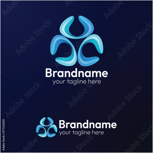 Modern Abstract Blue Gradient Logo Design Concept Symbolizing Community Teamwork Connection People Knot Technology and Corporate Branding Vector