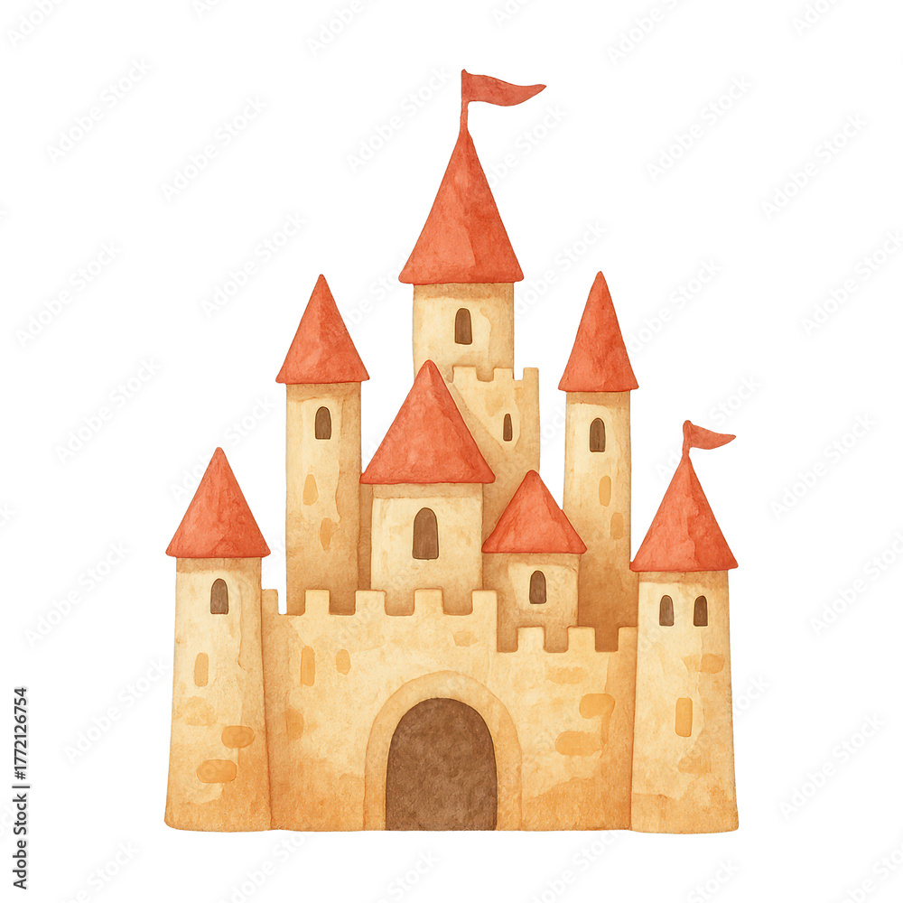 Fototapeta premium PNG Whimsical fairytale castle illustration.