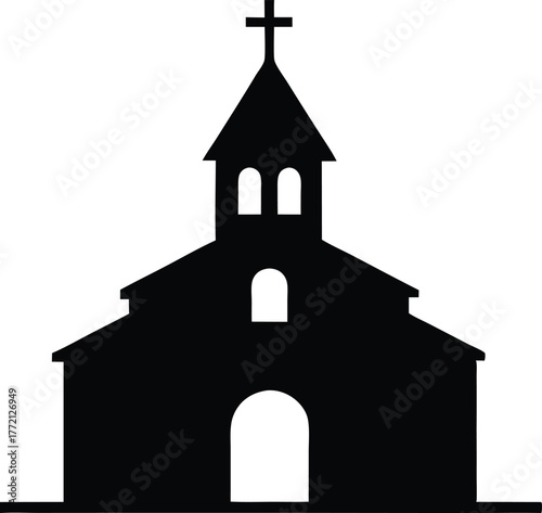 Church Silhouette Vector Icon Illustration