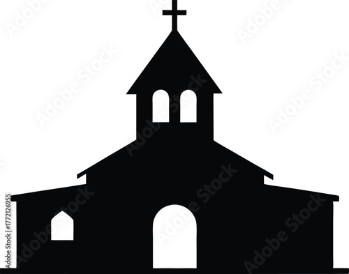 Church Silhouette Vector Icon Illustration