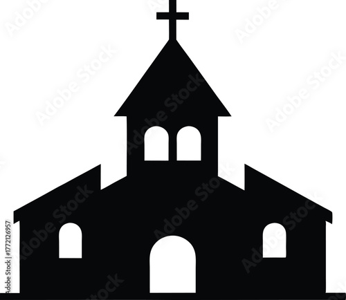 Church Silhouette Vector Icon Illustration