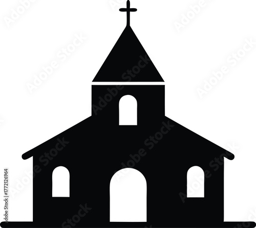 Church Silhouette Vector Icon Illustration