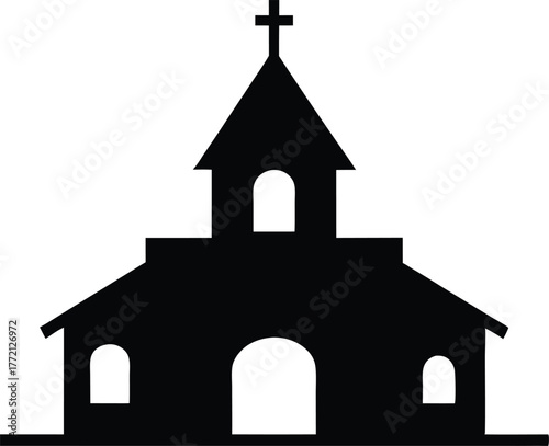Church Silhouette Vector Icon Illustration