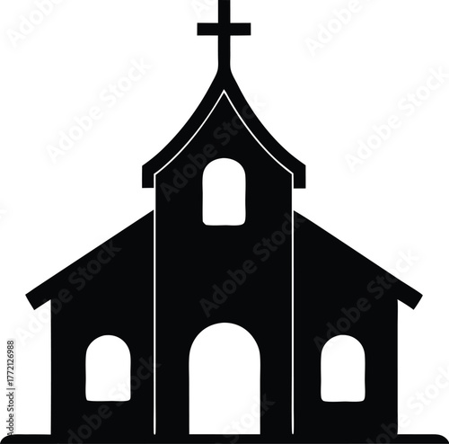 Church Silhouette Vector Icon Illustration
