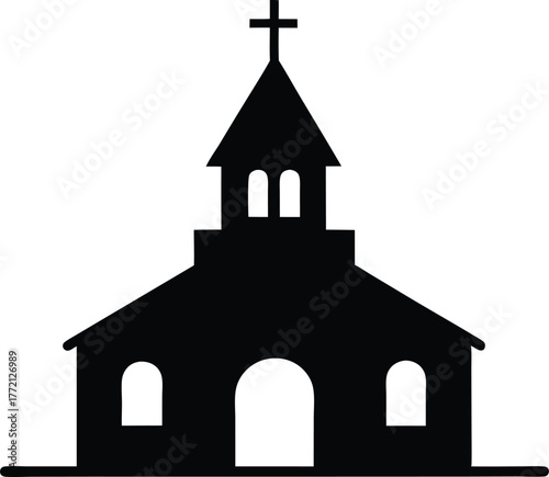 Church Silhouette Vector Icon Illustration