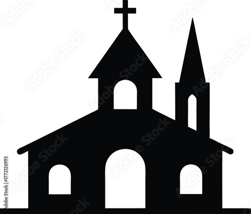 Church Silhouette Vector Icon Illustration