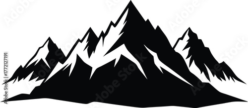 Silhouette of mountain range with prominent peak vector illustration
