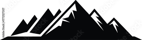 Silhouette of mountain range with prominent peak vector illustration