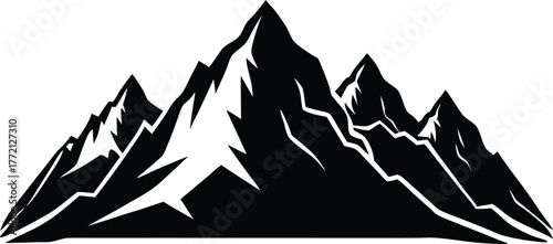 Silhouette of mountain range with prominent peak vector illustration