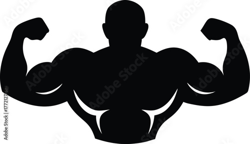 Muscle arm silhouette vector isolated white background, Bodybuilder silhouette vector design