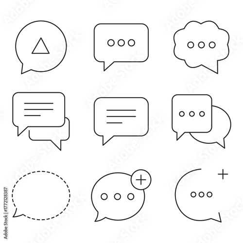 Pop Up Bubble Icon Set. Chat, Message, Notification, Communication Vector Pack Design