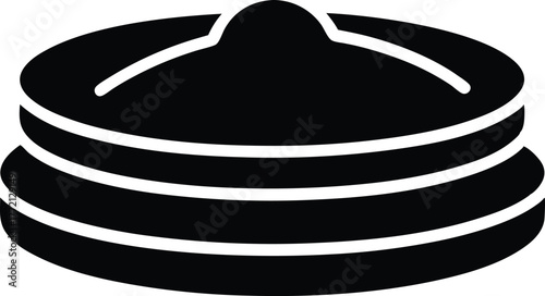 Stack of four pancakes served one on top of the other black silhouette illustration on white background