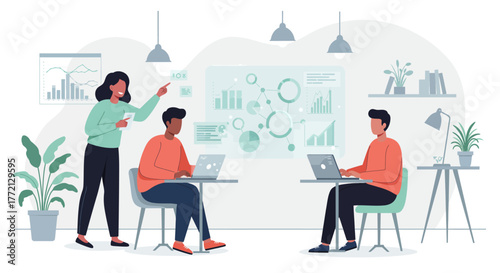 Team Working on Data Analysis and Reports.