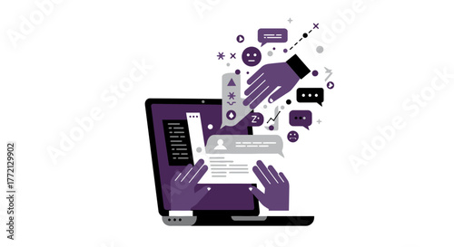 Abstract Illustration of Online Communication and Interaction.