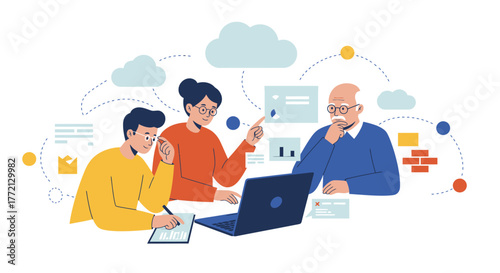 Team Collaboration Discussing Data Analysis and Strategy.