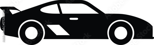 Black silhouette of race cars. Sports symbols isolated. Sports car silhouette on white background