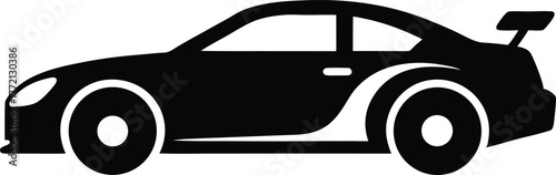 Black silhouette of race cars. Sports symbols isolated. Sports car silhouette on white background