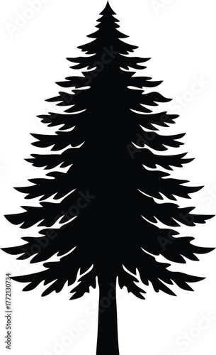 Redwood Tree Silhouette Vector, Coastal Redwood Tree Silhouette Vector - Giant Sequoia Icon Design.