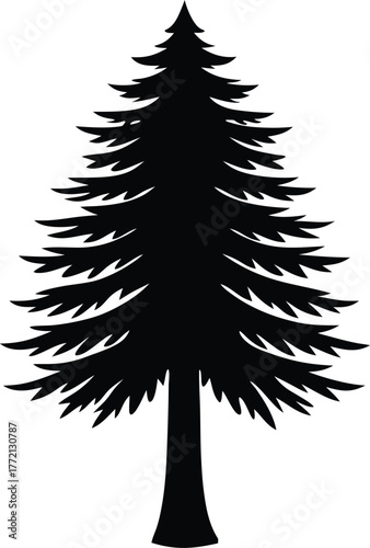 Redwood Tree Silhouette Vector, Coastal Redwood Tree Silhouette Vector - Giant Sequoia Icon Design.