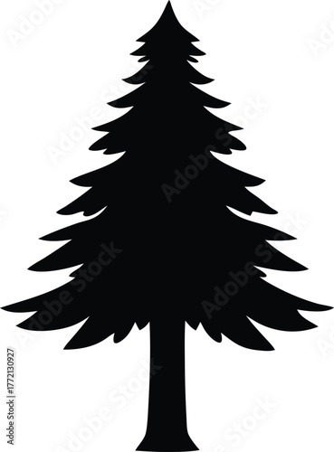 Redwood Tree Silhouette Vector, Coastal Redwood Tree Silhouette Vector - Giant Sequoia Icon Design.