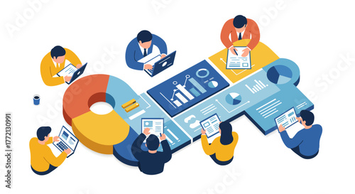 Business Team Analyzing Data with Charts and Laptops.