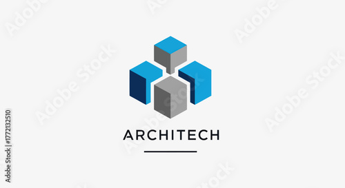 Modern architectural design logo featuring geometric cube structures and the word ARCHITECH.