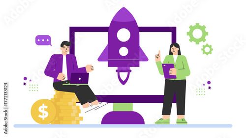 Product Launch and Marketing Plan Flat Vector Illustration