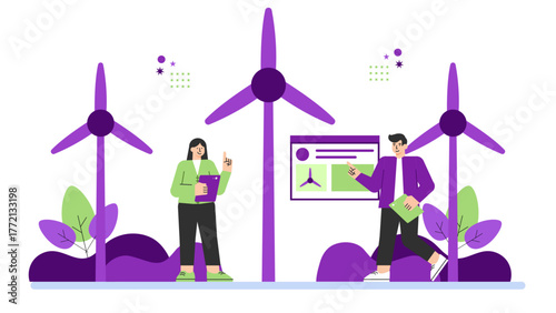 Business Sustainability and Renewable Energy Concept Flat Vector Illustration