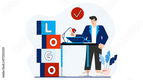 Business Branding and Logo Design Concept Flat Vector Illustration