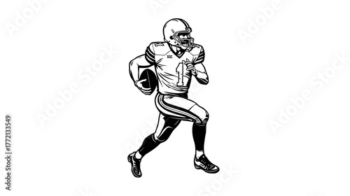 Illustration of a football player running with the ball.