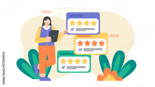 Customer Feedback and Review Concept Flat Vector Illustration