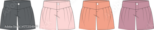 Variety of High-Waisted Pleated Shorts in Different Colors